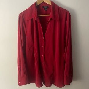 Allison Morgan Woman Red Button Down Shirt Sz 2X